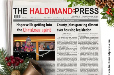 Issue of Haldimand Press with holiday greenery