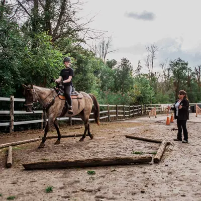 Girl Learning To Ride A Horse