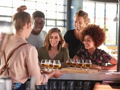 Group of twenty-somethings at a brewery